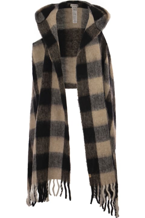 Scarves & Wraps for Women Woolrich Hooded Scarf With Checked Pattern