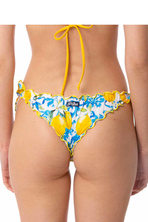 Homeware MC2 Saint Barth Woman Ruffled Cheeky Swim Briefs With Print