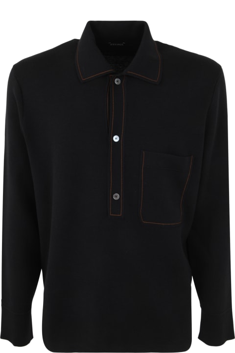 Zegna Topwear for Men Zegna Wool And Silk Long Sleeves Polo