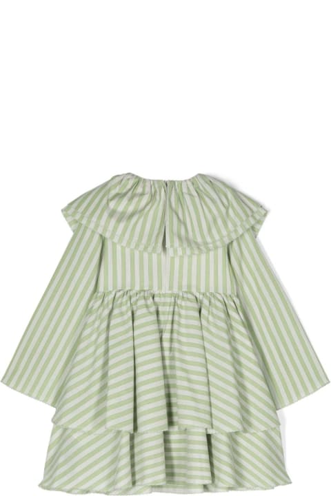 Dresses for Girls Etro Green Striped Dress With Ruffles