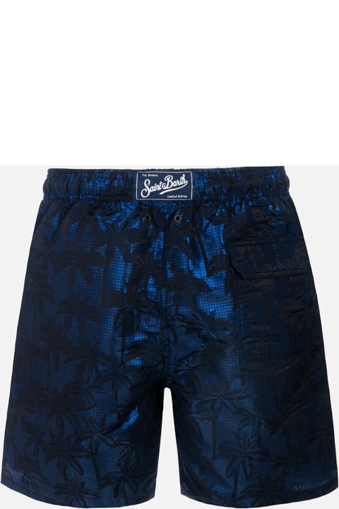 Homeware MC2 Saint Barth Man Ripstop Fabric Swim Shorts Harbour The Riviera With Palm Jacquard