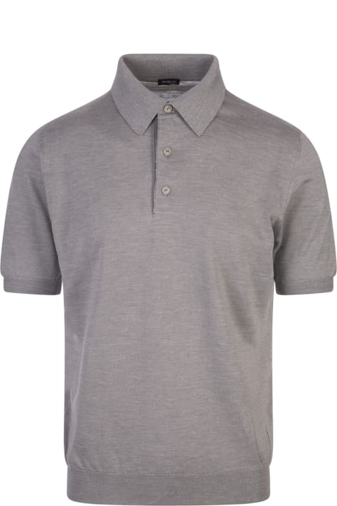 メンズ トップス Kiton Grey Silk, Linen And Cashmere Polo Shirt