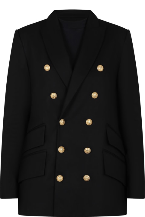 Black Jacket For Girl With Iconic Buttons