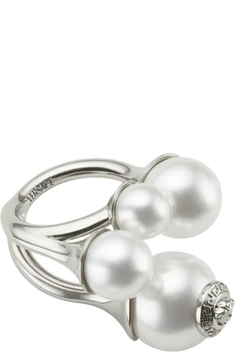 メンズ Versaceのリング Versace Ring Metal With Pearl