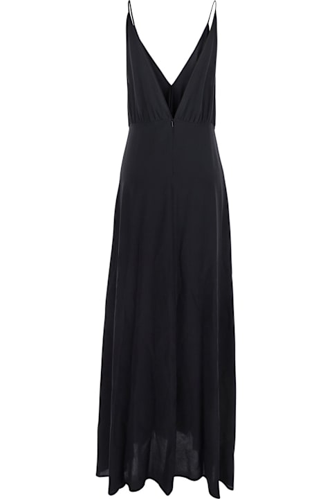 Jucca Clothing for Women Jucca Black Long Dress With V Neckline And Thin Straps In Silk Woman