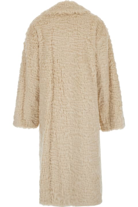 STAND STUDIO Coats & Jackets for Women STAND STUDIO 'nicole' Beige Double-breasted Coat With Classic Revers In Eco-fur Woman
