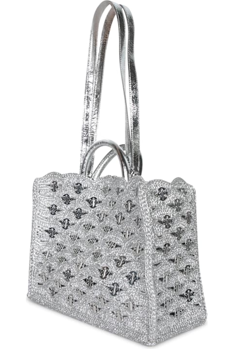 Paco Rabanne حقائب لـ السيدات Paco Rabanne Silver Raffia Cabas Bag