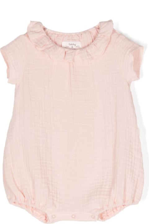 Fashion for Baby Girls Teddy & Minou Pink Cotton Gauze Romper With Ruffles