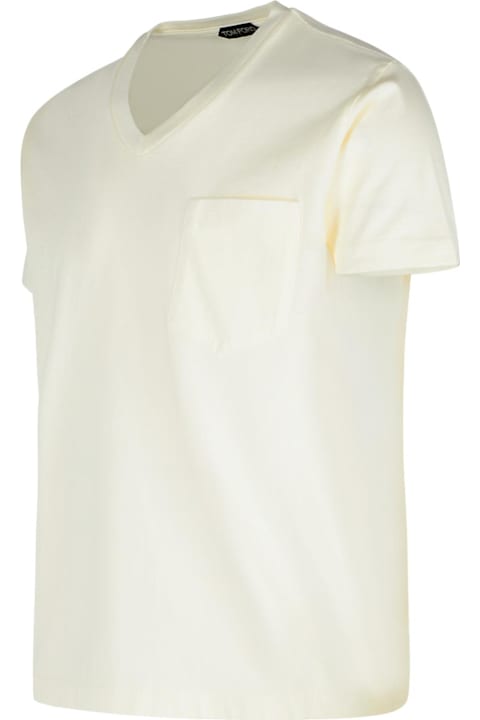 Clothing for Men Tom Ford Cream Cotton T-shirt