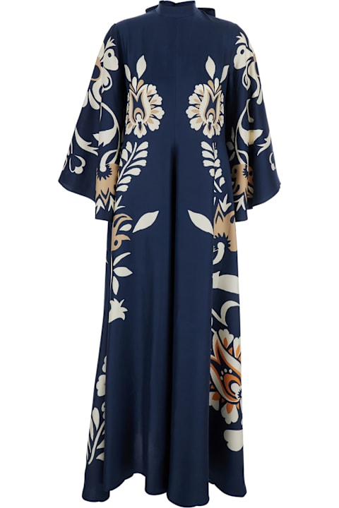 La DoubleJ for Men La DoubleJ Multicolor Long Dress With V-neck And Floral Motif In Silk Woman