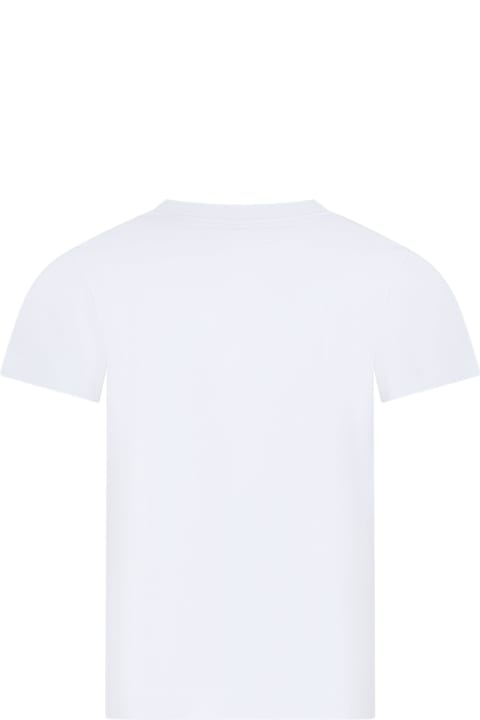 ガールズ MoschinoのTシャツ＆ポロシャツ Moschino White T-shirt For Girl With Logo And Red Heart