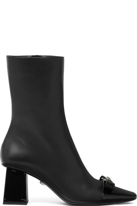 Versace Boots for Women Versace Black Leather Ankle Boots