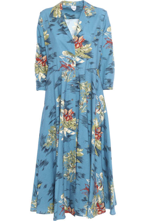 Aspesi Clothing for Women Aspesi Floral Blue Dress