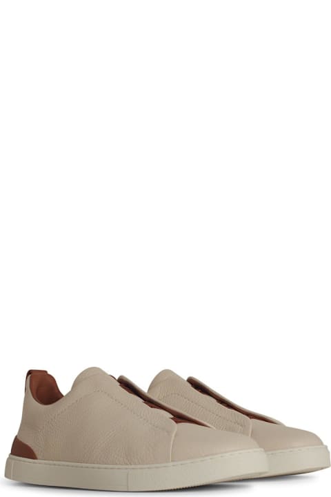 Zegna Sneakers for Men Zegna 'triple' Cream Leather Sneakers