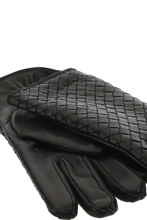 Bottega Veneta Gloves for Men Bottega Veneta Black Leather Gloves