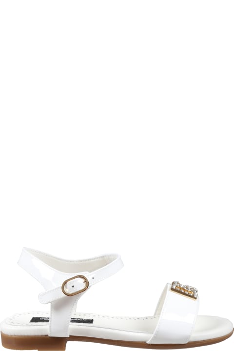 Shoes for Girls Dolce & Gabbana White Sandals For Girl With Monogram