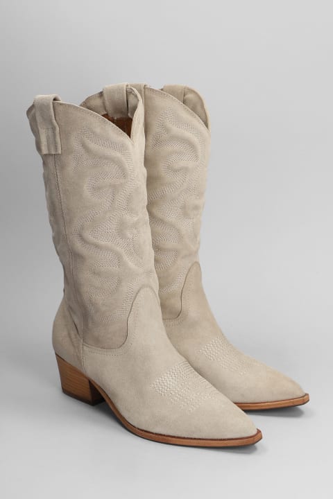 Julie Dee Boots for Women Julie Dee Texan Boots In Taupe Suede
