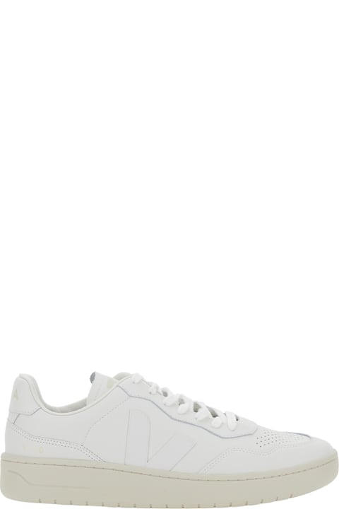 Veja Sneakers for Men Veja 'v-90' White Sneakers With Logo Patch On The Tongue And Logo Lettering On The Heel In Leather Unisex