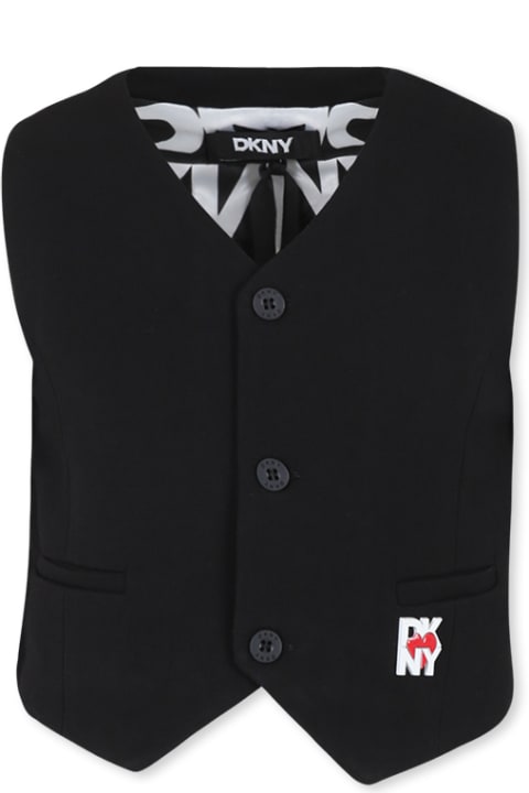 DKNY Coats & Jackets for Girls DKNY Black Waistcoat For Girl With Logo