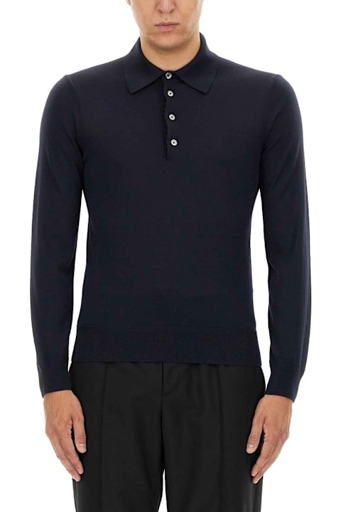 Tom Ford Shirts for Men Tom Ford Long-sleeved Knitted Polo Shirt