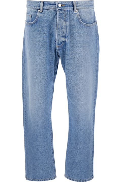 Homeware Icon Denim Light Blue Jeans With Logo Patch On The Rear In Denim Man