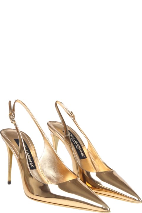 Dolce & Gabbana High-Heeled Shoes for Women Dolce & Gabbana Slingback In Gold Mirror Leather
