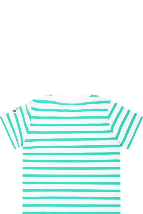 Topwear for Baby Girls Moncler Green T-shirt For Baby Boy With Logo