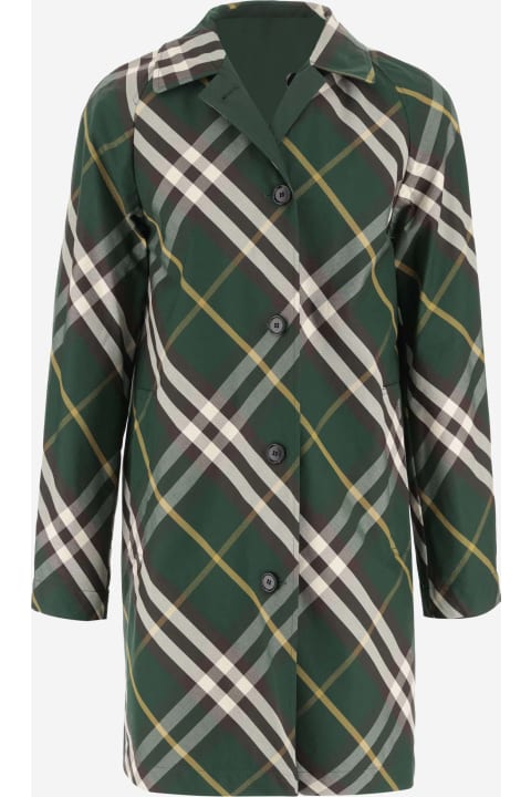 Burberry for Men Burberry Cotton Gabardine Coat With Check Pattern