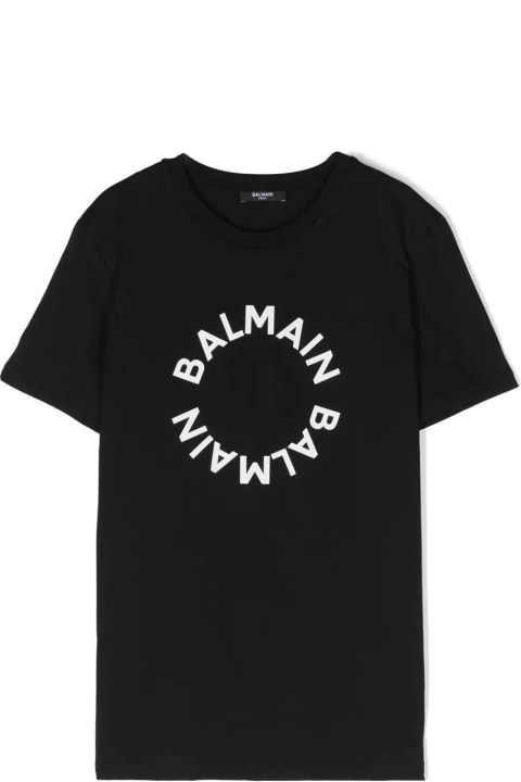 Fashion for Women Balmain Black T-shirt With Circular Logo