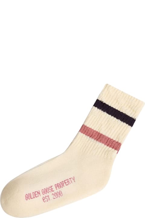 ملابس داخلية لـ بنات Golden Goose Kids' Socks High Rib/ Stripes/ Distressed