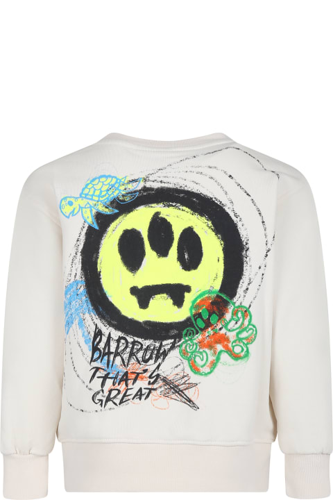 ガールズ Barrowのニットウェア＆スウェットシャツ Barrow Ivory Sweatshirt For Kids With Smiley And Graffiti Print