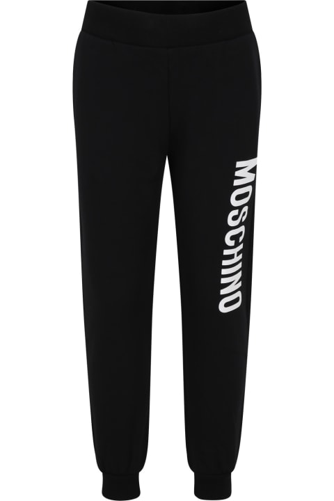 Bottoms for Boys Moschino Black Trousers For Kids With Logo