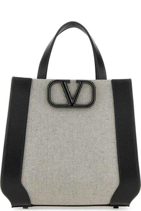 Totes for Women Valentino Garavani Two-tone Canvas And Leather Vlogo Handbag
