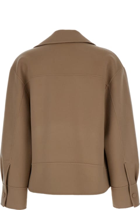 Theory Clothing for Women Theory Brown Biker Jacket With Zip In Wool And Cashmere Woman