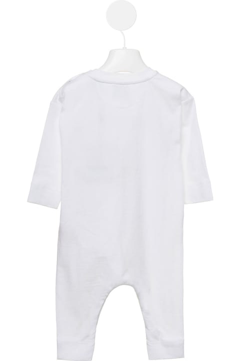 'azari' White Onesie With Contasting Logo Lettering In Cotton Baby Burberry Kids