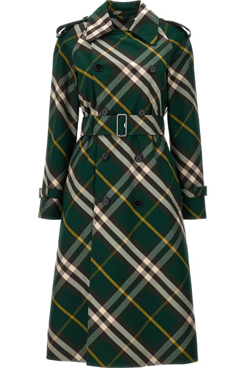 Burberry Coats & Jackets for Women Burberry Check Long Gabardine Trench Coat
