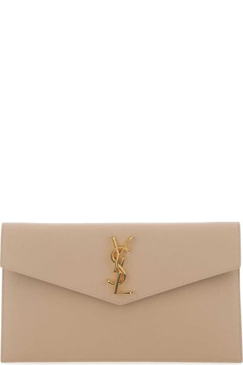 Saint Laurent Cappuccino Leather Uptown Clutch