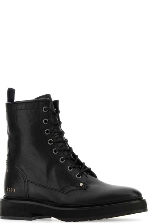 Golden Goose Boots for Women Golden Goose Black Leather Combat Ankle Boots