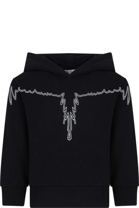 Marcelo Burlon Sweaters & Sweatshirts for Girls Marcelo Burlon Black Sweatshirt For Boy With Wings