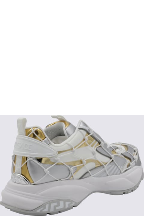 Versace Sneakers for Men Versace White, Grey And Gold-tone Canvas Sneakers