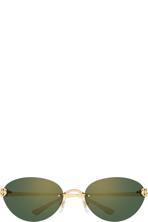 Cartier Eyewear for Kids Cartier Eyewear Cartier Ct0635s Panthère De Cartier 003 Gold Green Sunglasses