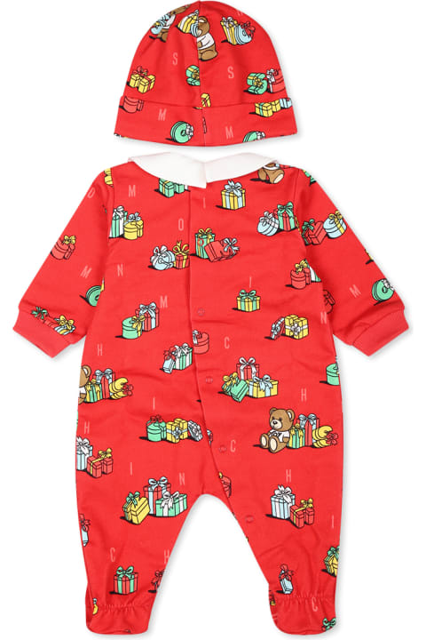 Moschino for Kids Moschino Red Babygrow Set For Babykids With Teddy Bear