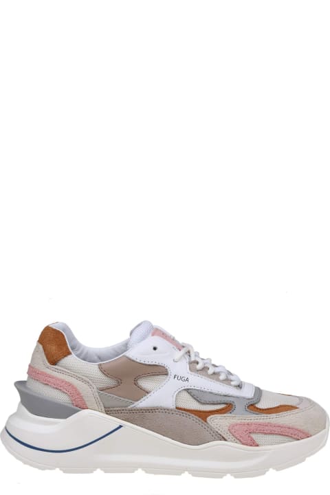 ウィメンズ D.A.T.E.のスニーカー D.A.T.E. Fuga Sneakers In White/ Cream Leather And Suede