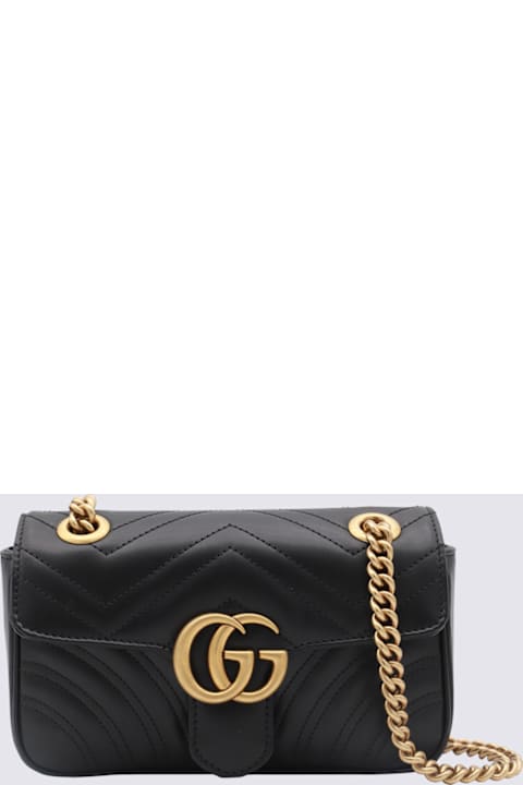 Bags for Women Gucci Black Leather Mini Gg Marmont Crossbody Bag