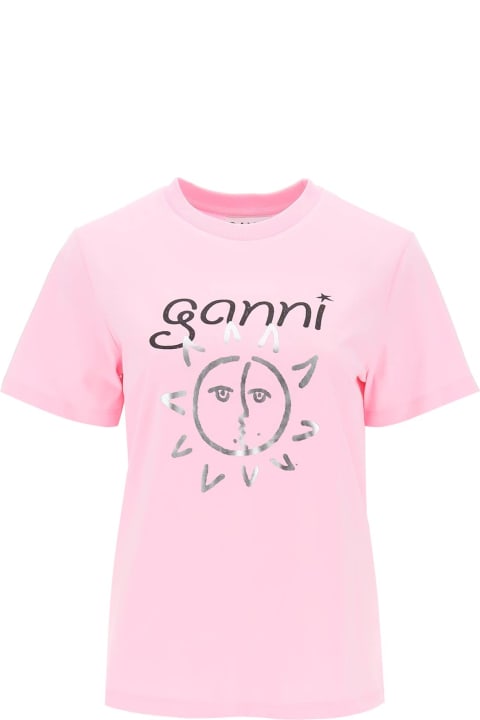 Ganni Topwear for Women Ganni Pink Cotton T-shirt