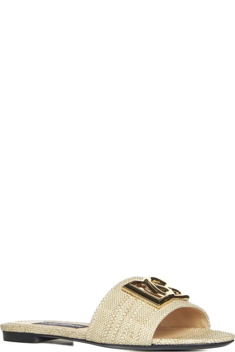 Dolce & Gabbana Shoes for Women Dolce & Gabbana Raffia Slides With Dg Logo