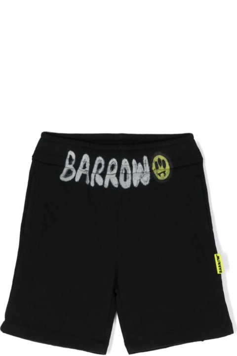 Bottoms for Boys Barrow Black Cotton Shorts With Logo