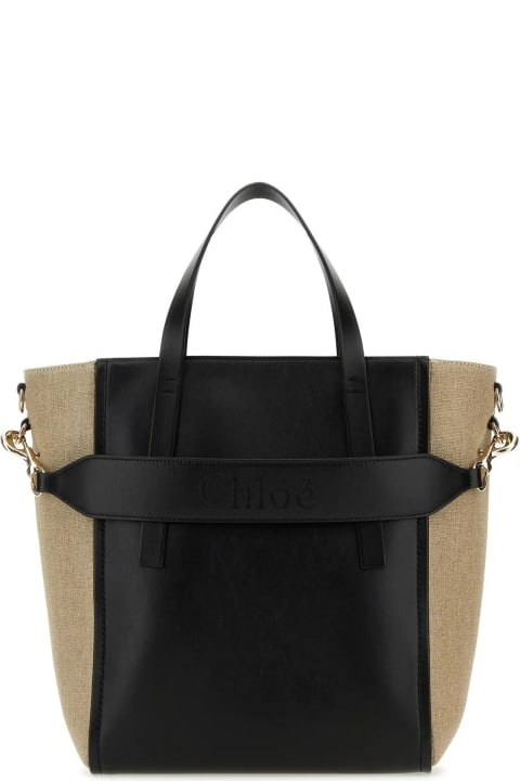 Chloé Totes for Women Chloé Two-tone Canvas And Leather Medium Sense Shopping Bag