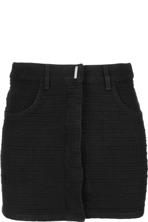 Black 4g Denim Wrap Mini Skirt