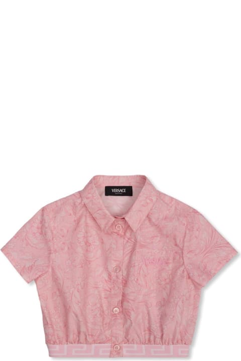 Versace for Kids Versace Barocco Short-sleeved Cropped Shirt